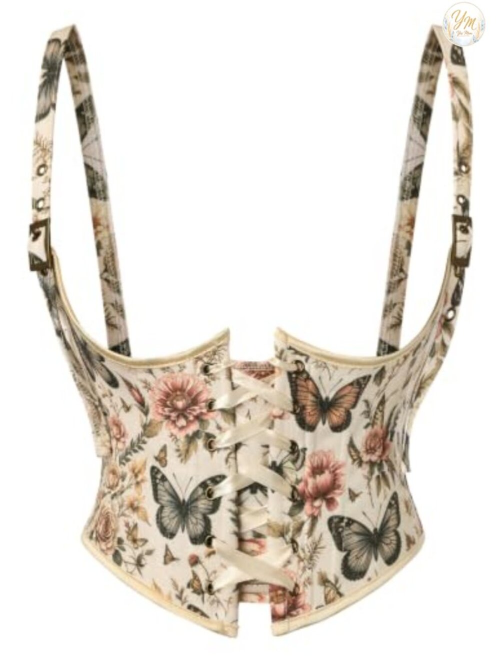 Floral Renaissance Underbust Corset Belt Lace-Up Boned Waist